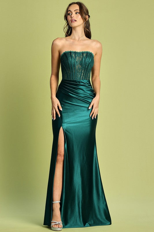 Strapless Bustier Corset Lace Top Contrast Dress Non-returnable