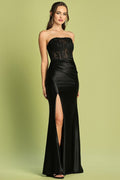 Strapless Bustier Corset Lace Top Contrast Dress - Final Sale