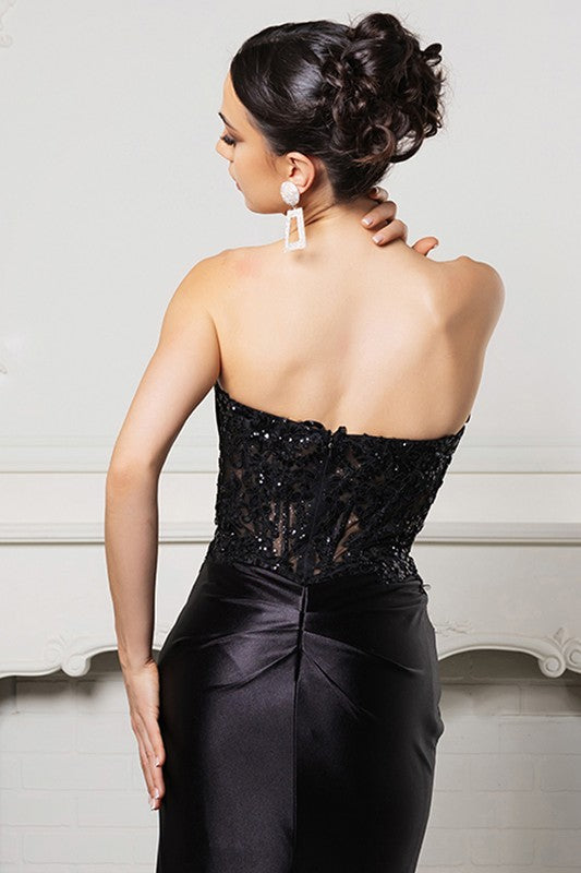Strapless Sweetheart Embroidery Top Dress Non-returnable