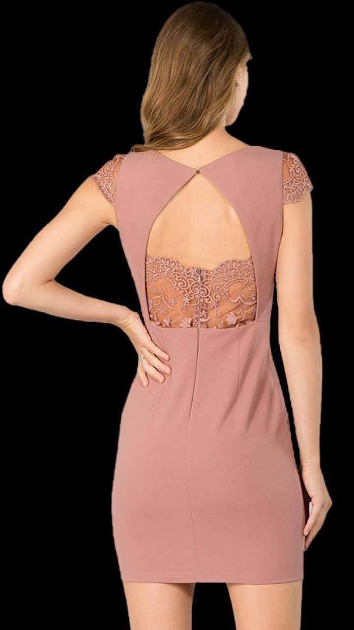 Mini Dress with Lace Cap Sleeves and Back Detail