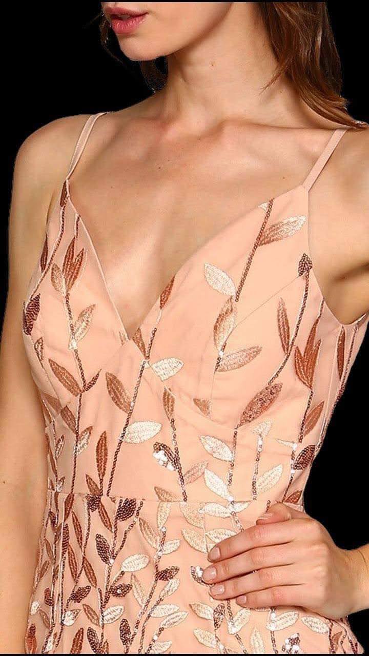 Mini Dress, Leaf Sequin with Embroidery